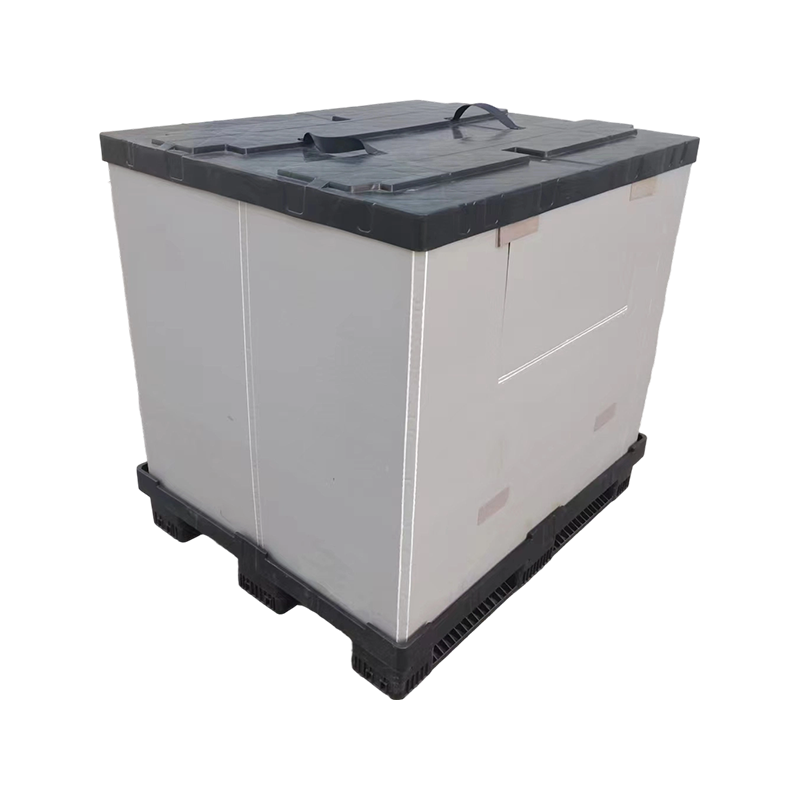 Caja de paletas con funda de tapa superior e inferior moldeada por inyección reutilizable