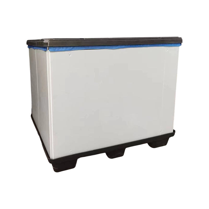 Caja de paletas con funda de plástico plegable e inserciones de tela