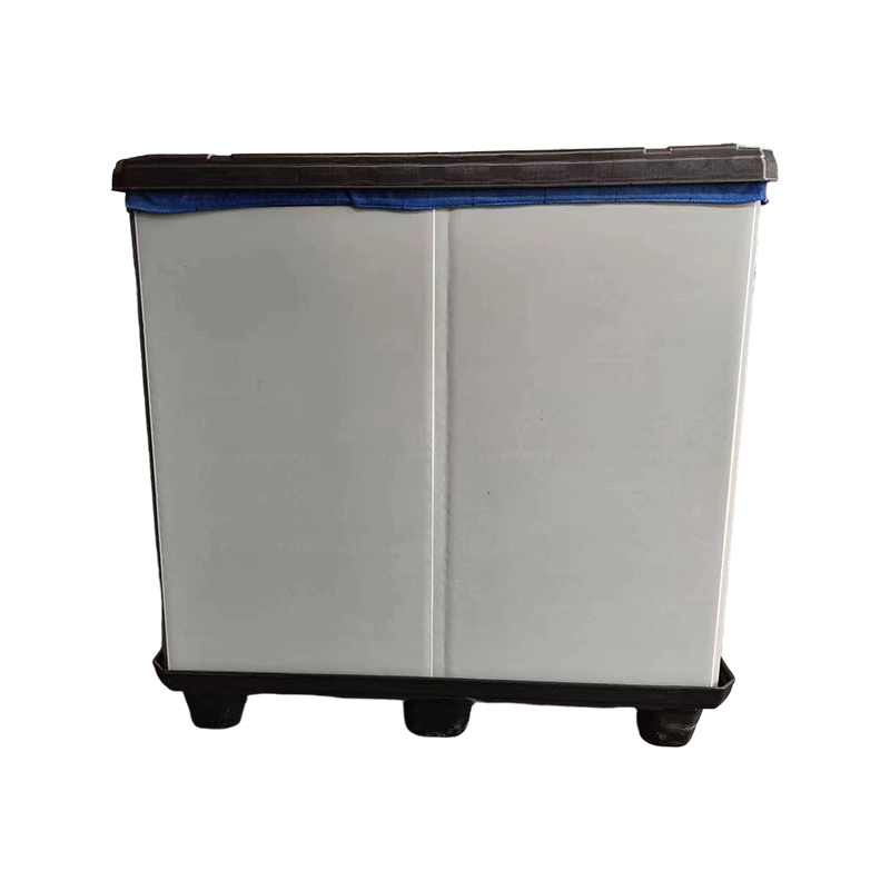 Caja de paletas con funda de plástico plegable e inserciones de tela