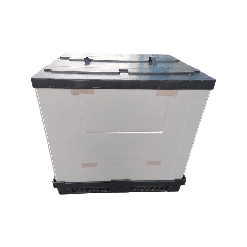 Caja de paletas con funda de tapa superior e inferior moldeada por inyección reutilizable