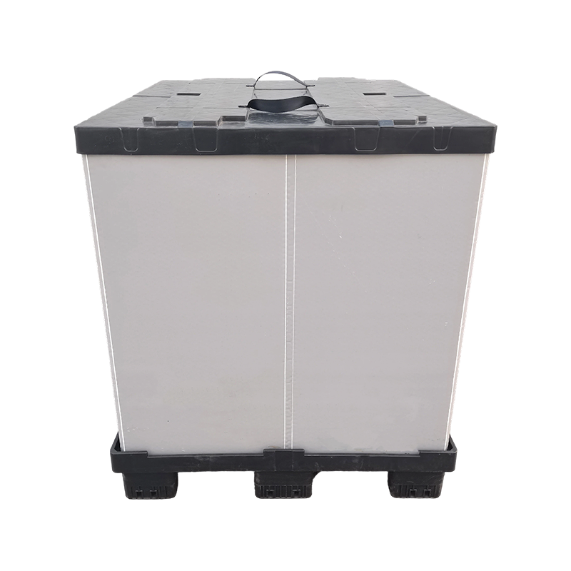 Caja de paletas con funda de tapa superior e inferior moldeada por inyección reutilizable
