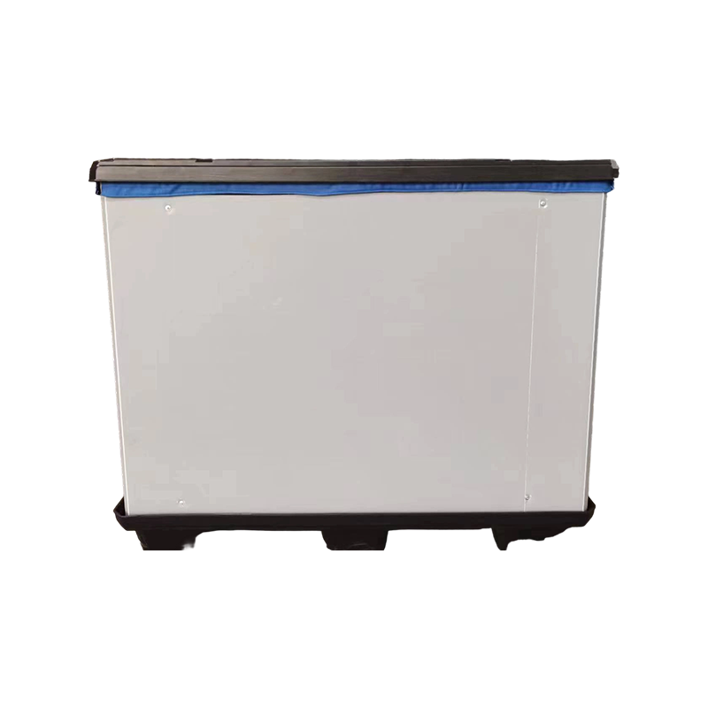 Caja de paletas con funda de plástico plegable e inserciones de tela